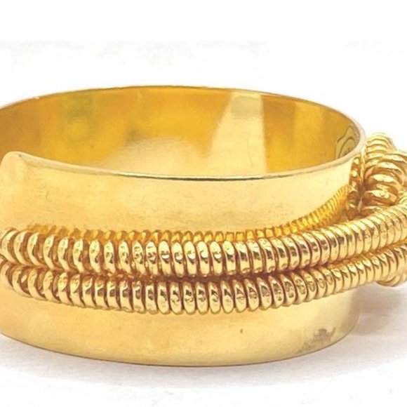 Retro Achilles Jewelry love knot wide gold tone cuff bracelet - Picture 5 of 5